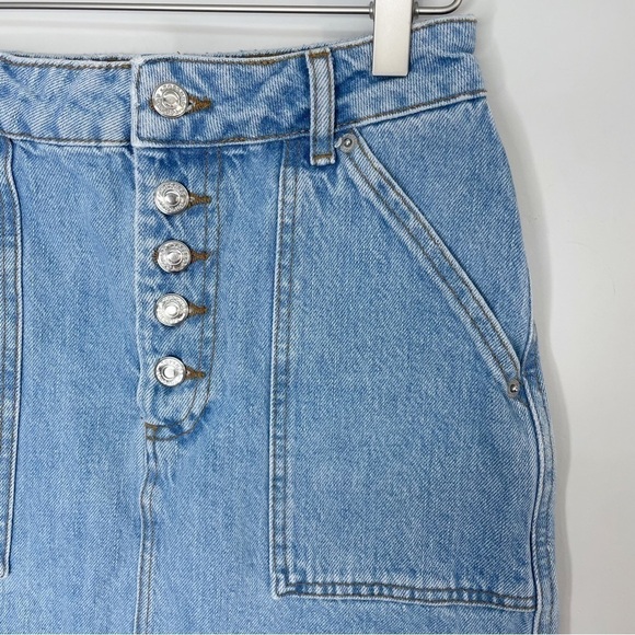 TOPSHOP Light Blue Denim Mini Skirt Size 2 - Picture 2 of 5